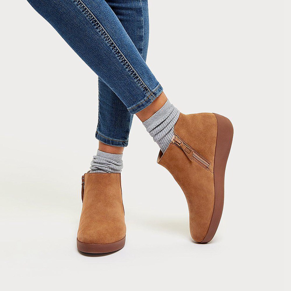 Fitflop Womens Boots - Sumi Suede Ankle - Brown - 925-KTDXJE